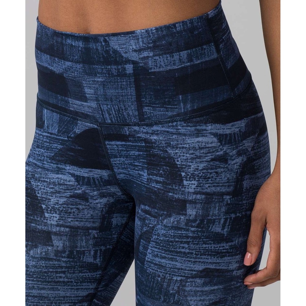 Lululemon High Times Pant 7/8 Leggings 6 Parallel Stripe Deep Coal Indigo‎ Blue